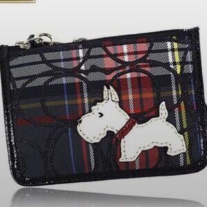 Coach Tartan Scotty Dog Slim ID Card Holder Wristlet Keyring F48073